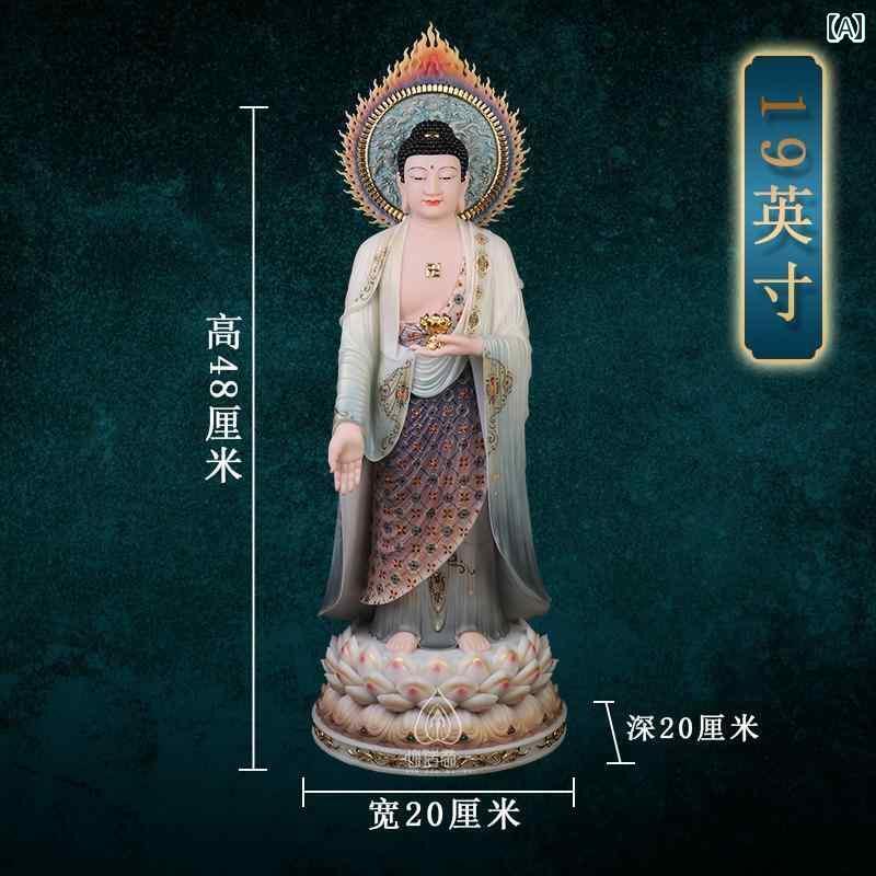 インテリア オブジェ おしゃれ 白い 大理石の 西方 三 聖 像 家庭用 仏像 阿弥陀仏 大乗 菩薩 観音 立像 彫像 装飾品