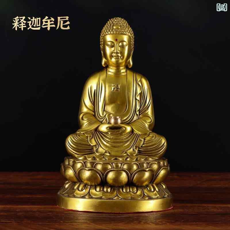 インテリア オブジェ おしゃれ 銅製 仏像 安全 確保 装飾品 娑婆 三 聖 地蔵 菩薩 観音 釈迦 聖者 仏