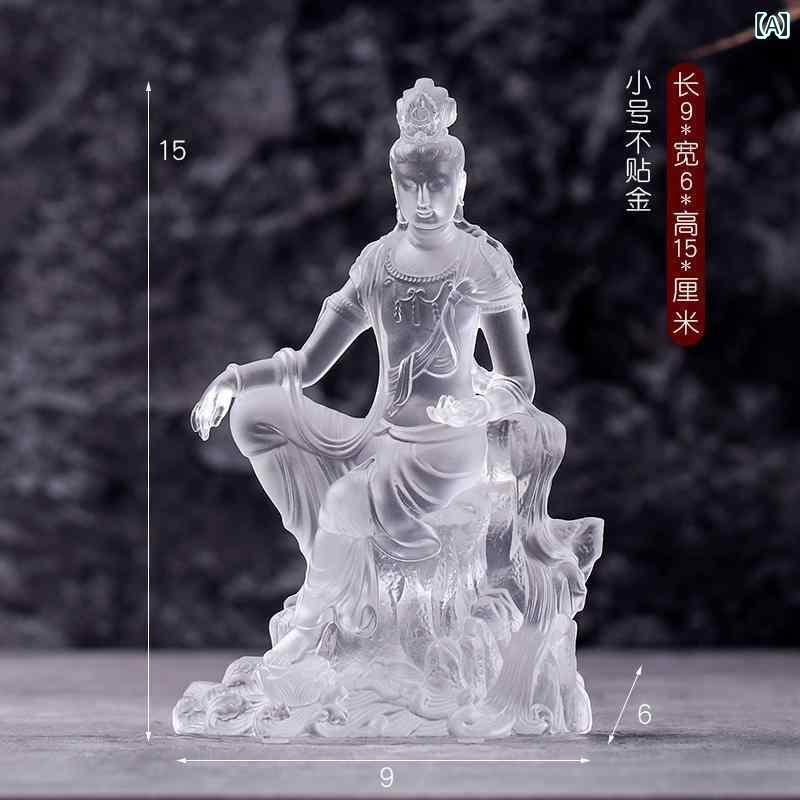 インテリア オブジェ おしゃれ ガラスの 観音 仏像 菩薩 自宅の 仏教 寺院の 礼拝に 置かれた 水 月