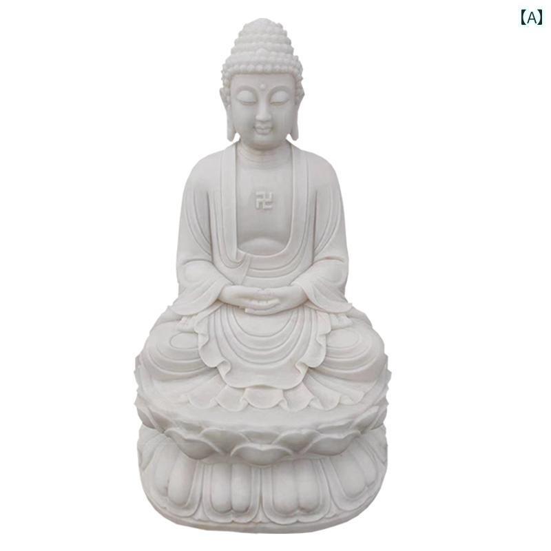 インテリア オブジェ おしゃれ 石 彫りの 白い 大理石の 仏像 釈迦 聖者 仏 三 宝 薬師如来 寺院の 礼拝家の 装飾 阿弥陀仏