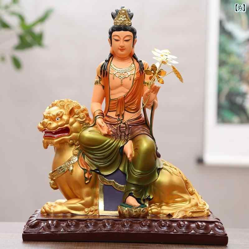 インテリア オブジェ おしゃれ 樹脂 文殊菩薩 サマンタバドラ 菩薩像 装飾品 華 厳 三聖人の 自宅 礼拝 文殊菩薩像 像