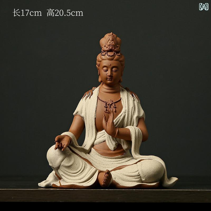 インテリア オブジェ おしゃれ 陶器の 水 月 観音 菩薩像 装飾品 家庭 礼拝 仏教 寺院 像 装飾