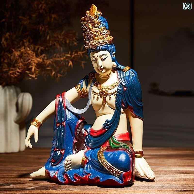 インテリア オブジェ おしゃれ チャイナ風 水 月 観音 飾り 仏壇 百 彩 王 寨 自由に 描かれた 菩薩の 崇拝 禅の