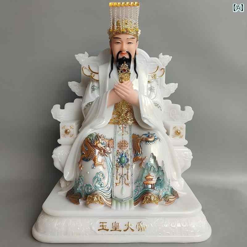 インテリア オブジェ おしゃれ 玉 皇 大帝と 皇太后の 精巧 白い 大理石 像 絵画に よる 礼拝の 装飾品