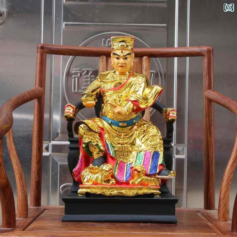 インテリア オブジェ おしゃれ 12インチ 16インチ 19インチ 華 光 帝の 座像 馬 王 爺の 像 樹脂製 仏像 家具 装飾品 三目 霊 観