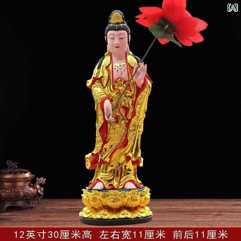 インテリア オブジェ おしゃれ 華 陰 寺 大乗 菩薩 仏像 像 装飾品 大金 神像 樹脂 グラス ファイバー