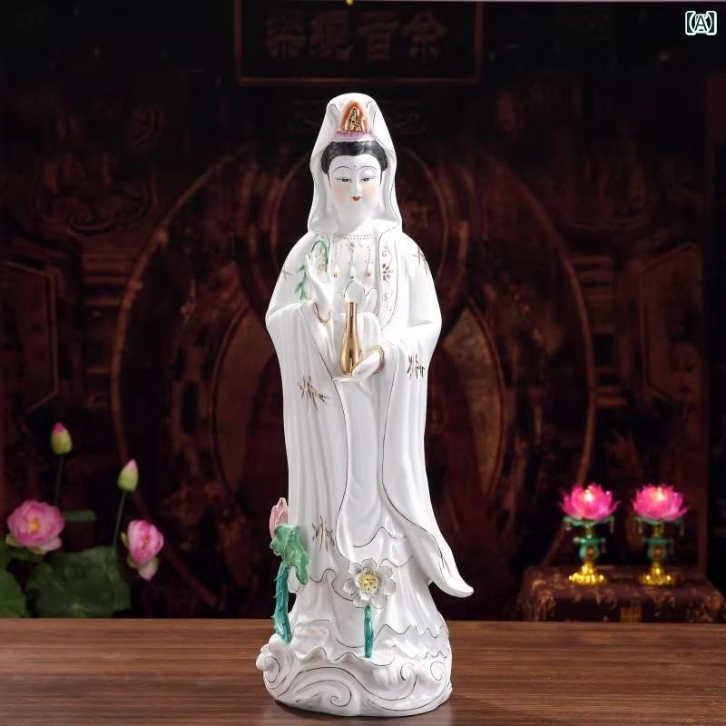 インテリア オブジェ おしゃれ 陶器 南海 観音 菩薩 立像 仏像 彫刻 装飾品