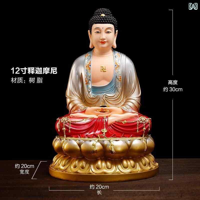 インテリア オブジェ おしゃれ 新 銅 色 釈迦 聖者 仏 薬師如来 阿弥陀 三 宝 万 樹脂 ファイバー グラス 仏像