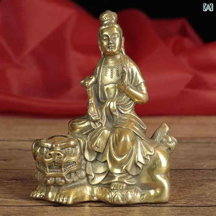 インテリア オブジェ おしゃれ 文殊菩薩 普賢 菩薩 ブロンズ像 観音 仏像 地蔵 真鍮 仏像家の 装飾