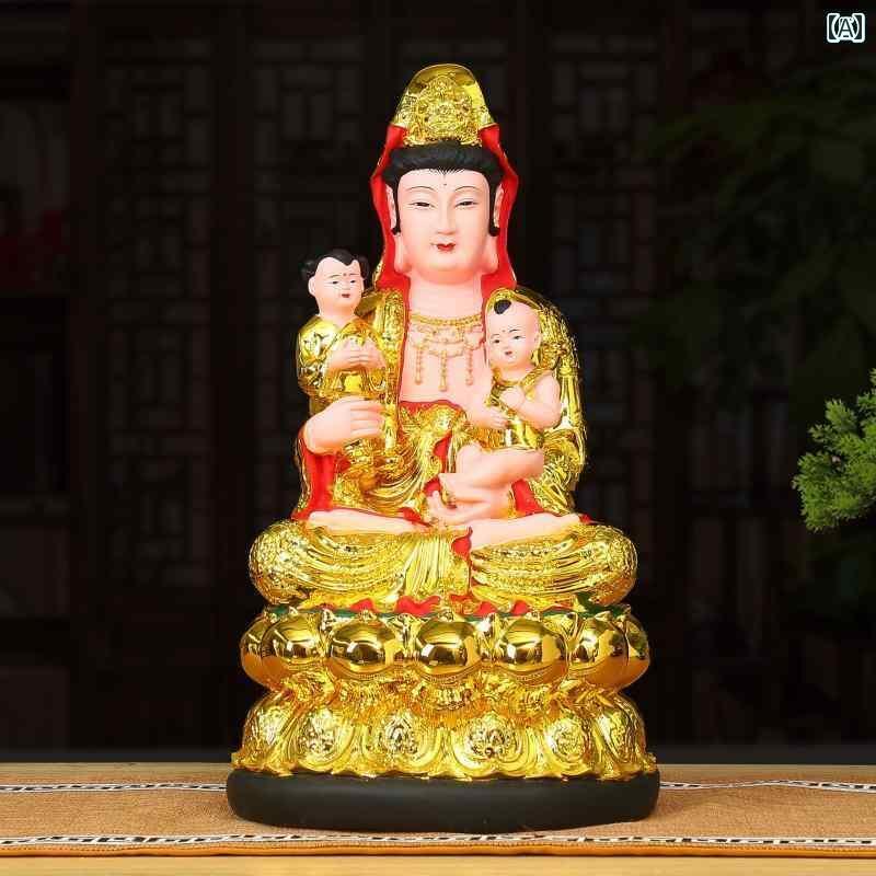 インテリア オブジェ おしゃれ 子 授け 観音 お姫様 仏像 観 菩薩像 家庭 崇拝 樹脂 グラス ファイバー 像 装飾品