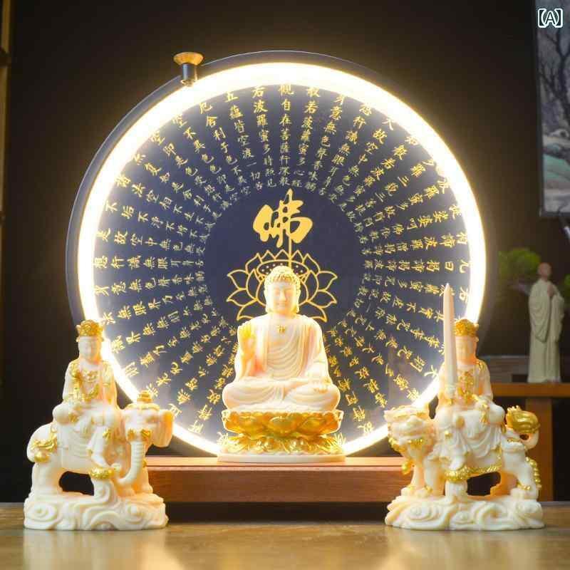 インテリア オブジェ おしゃれ 中国 禅 仏像 華 厳 三聖人 釈迦 聖者 仏 文殊菩薩 普賢 菩薩 リビング ルーム 家庭 礼拝