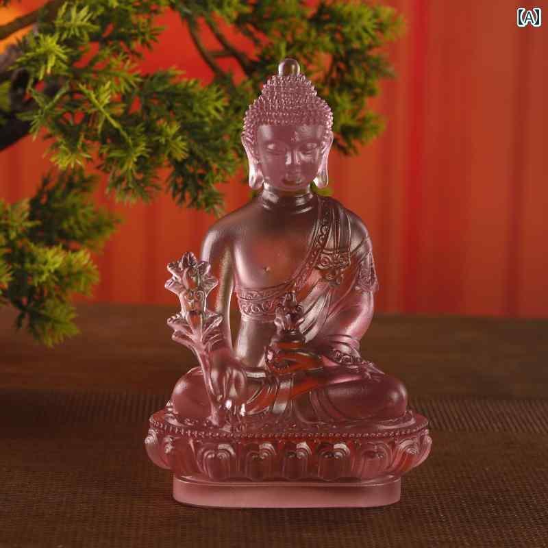 インテリア オブジェ おしゃれ 瑠璃 薬師如来 像 青 七 仏 光 如来 釈迦 聖者 阿弥陀仏 三 宝 仏像