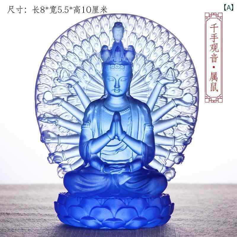 インテリア オブジェ おしゃれ 八つの 守護 神 レトロ ガラス 仏像 十二支の 出生 仏 菩薩 デスク トップ 装飾品 仏教 寺院の 礼拝の 装飾