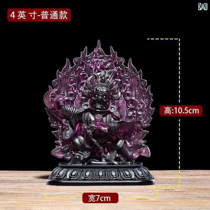 インテリア オブジェ おしゃれ マハーカーラ 富の 神 像 家庭用 ガラス 仏像 デスク トップ 二本 腕 守護 タントラ 家庭 礼拝 装飾品