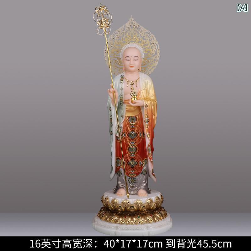 インテリア オブジェ おしゃれ 礼拝用の 白 大理石の 禿げ 頭 地蔵 菩薩像 九 華 山 菩薩 立像 リビング ルームの 礼拝用 装飾品