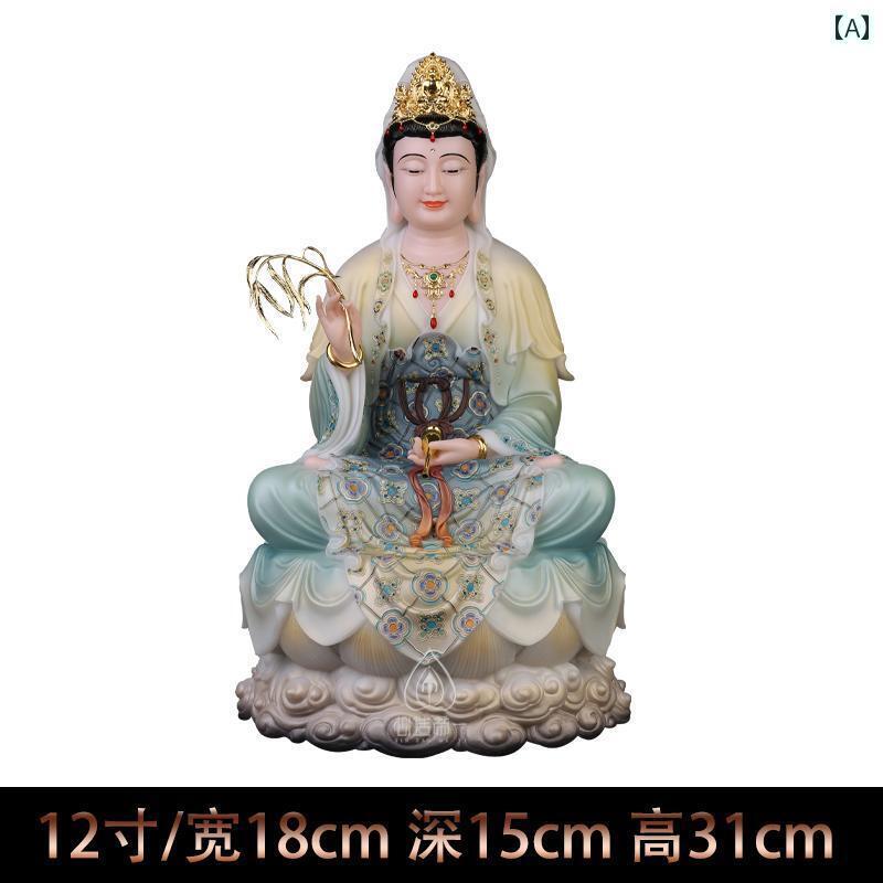 インテリア オブジェ おしゃれ 白 大理石の 南海 観音 菩薩像 蓮華 座の 送りの