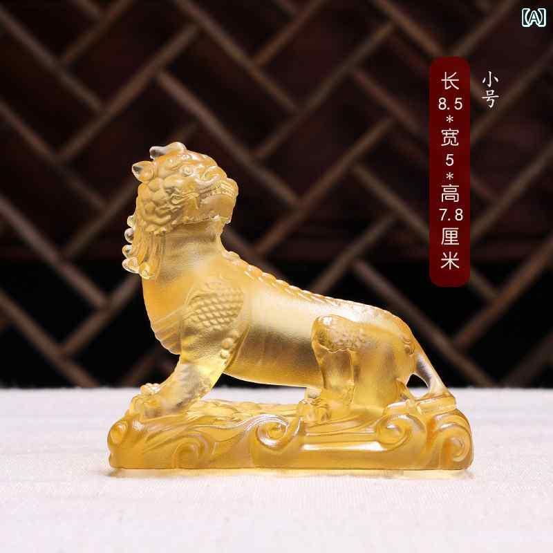 インテリア オブジェ おしゃれ 九 華 レトロ 色 釉の 獣の 飾りを 聞く 仏教 寺院に 平和を 守る 獣を 崇拝 する 地蔵 菩薩の 山