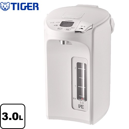 [PIP-G300-WE] とく子さん タイガー 電気ケトル・ポット 蒸気レスVE電気まほうびん 容量：3.0L 定格消費電力：700W たっぷり沸かしてまほうびんで保温「節電VE保温」 アーバンホワイト 【送料無料】｜住の森店