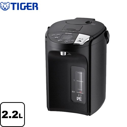 [PIS-G220-KE] とく子さん タイガー 電気ケトル・ポット 蒸気レスVE電気まほうびん 容量：2.2L 定格消費電力：700W たっぷり沸かしてまほうびんで保温「節電VE保温」 アーバンブラック 【送料無料】｜住の森店