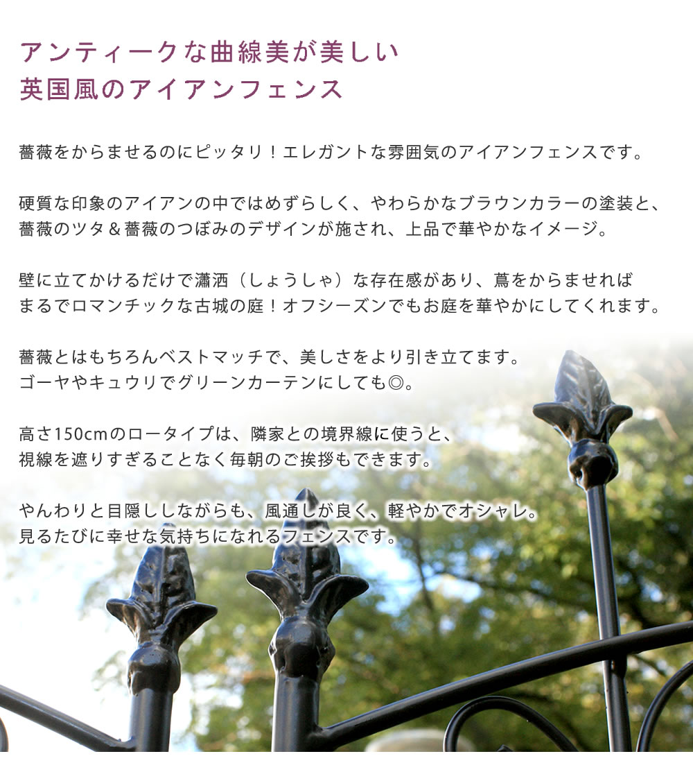 一部予約 アイアンローズフェンス150 ロータイプ 2枚組 高さ156cm