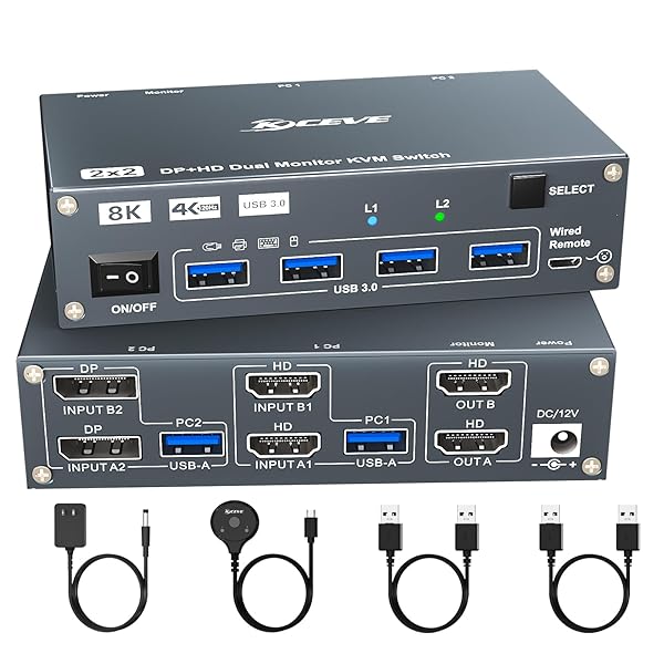 楽天市場】8K@60Hz USB3.0 KVM切替器 3入力2出力、ミラー/拡張モード