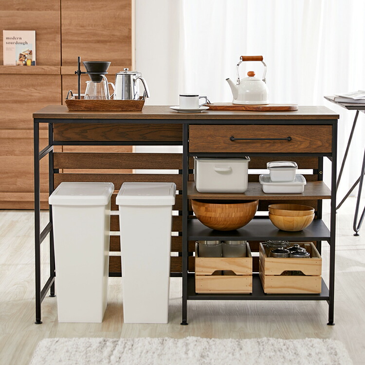 キッチンカウンター キッチンラック キッチンワゴン キッチン収納 スリム レンジ キッチン収納 ゴミ箱収納 7 10 ゴミ箱 作業台 カウンターテーブル Newitem12 ポイント10倍 7 10 0 00 7 11 23 59 幅1 キッチンカウンター キッチンラック キッチンワゴン スリム