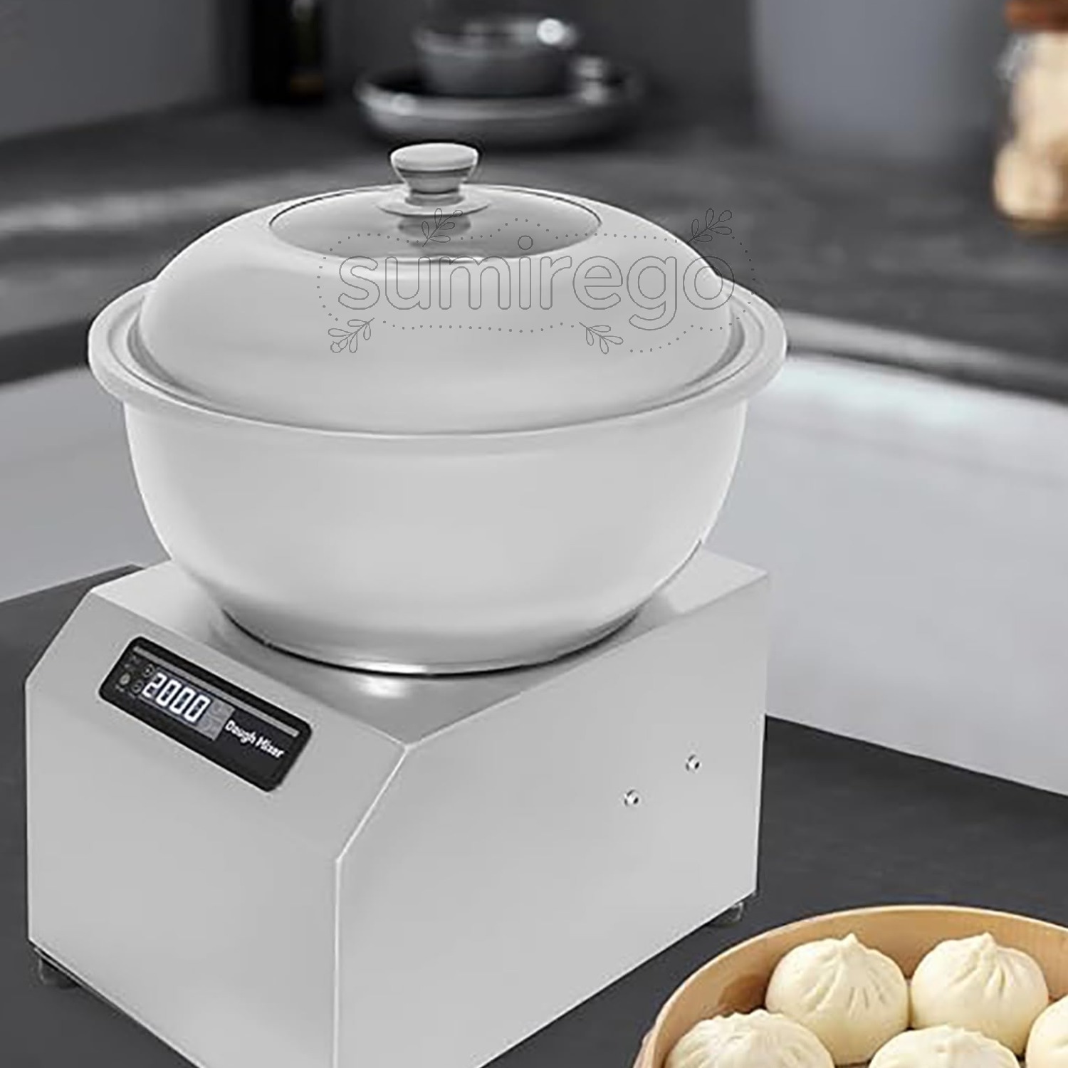 御役目用出どころ製造業者、110V 1500W御役目用出どころこね機、8kg/17.64重量ポンドステンレス鋼スチール写真製電動出どころミキサー、パン屋、ピザパイ屋、食べ物屋向け、澄み切った蓋、しろがね色