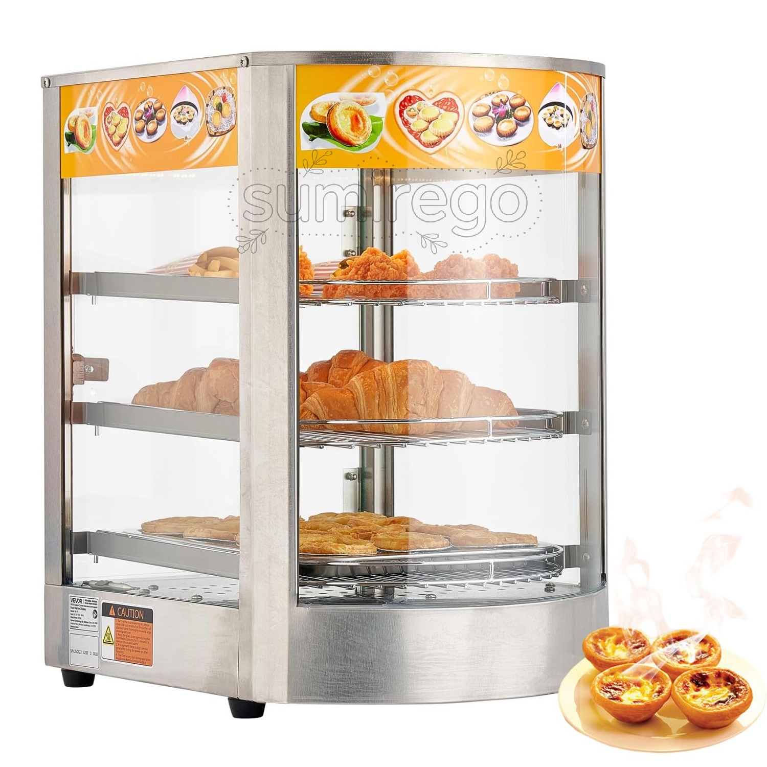 フードケース 業務用 3層 電気 ホットフードショーケースウォーマー 保温 温蔵 30~85℃温度調整可能 フードウォーマー 110v 850W 強化ガラス LED照明 保温 省エネ ベーカリー 軽食店 バー ショップ 食料品店｜SUMIREGO店
