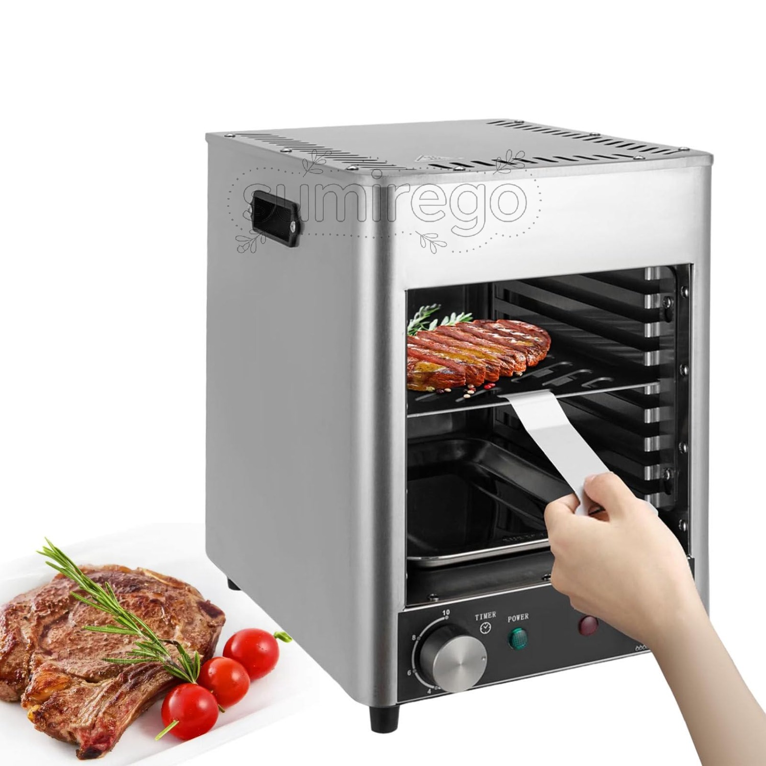 1700W灯し火ビフテキブロイラー肉、屋内御勤め用ビフテキ食べ物屋、自動小銃ステーキスモーカーブロイラー、トースターオーヴン陰電子領域ジャズバンド、エアフライヤーオーブン、第四次元気温合わせる-110v
