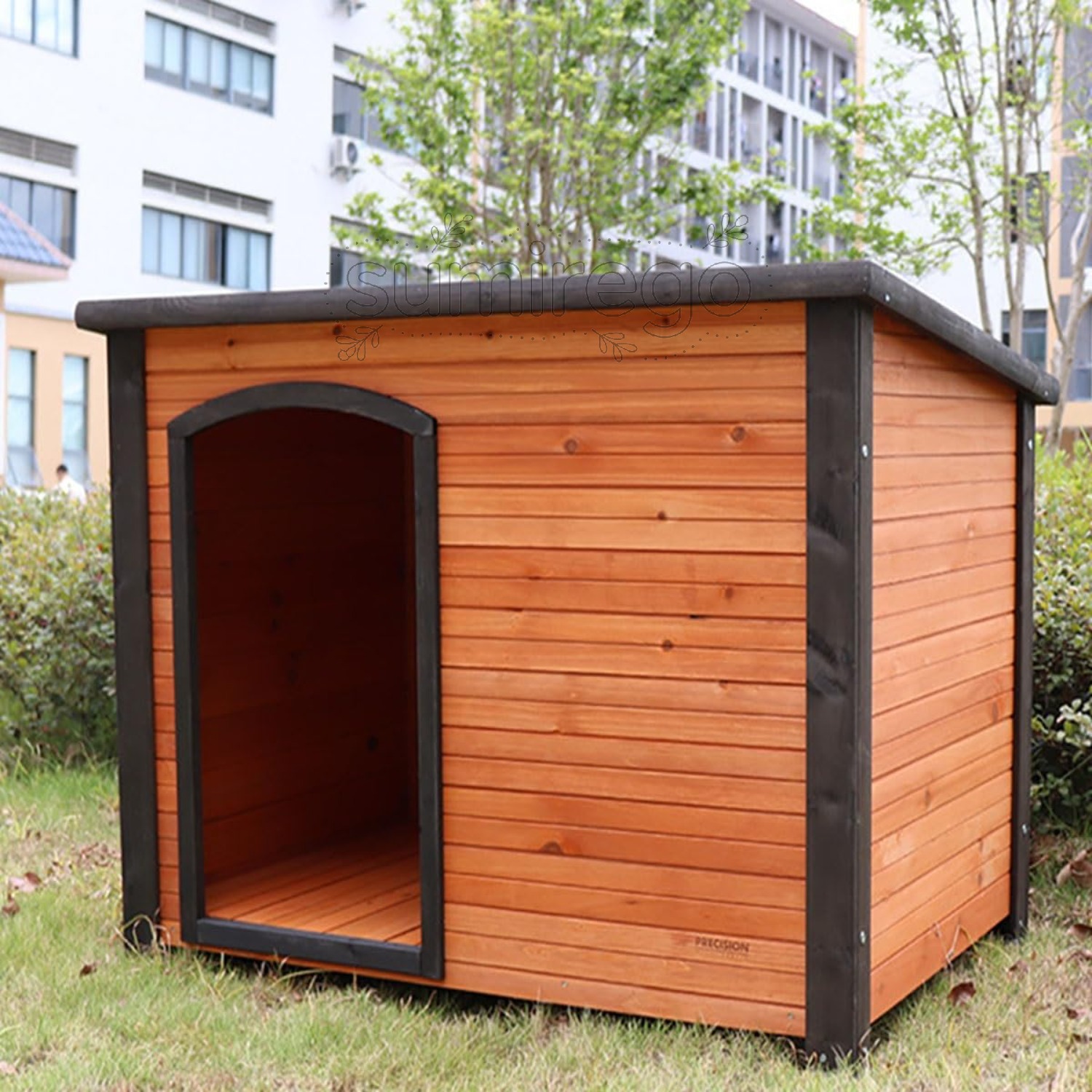 木製犬掘っ立て小屋 大型犬屋 外の全天候型 大中犬ころ舎 オール時期当て嵌める能力のある 精神的な統合式 雨合羽 防寒暖 113x81x83 室外屋内用