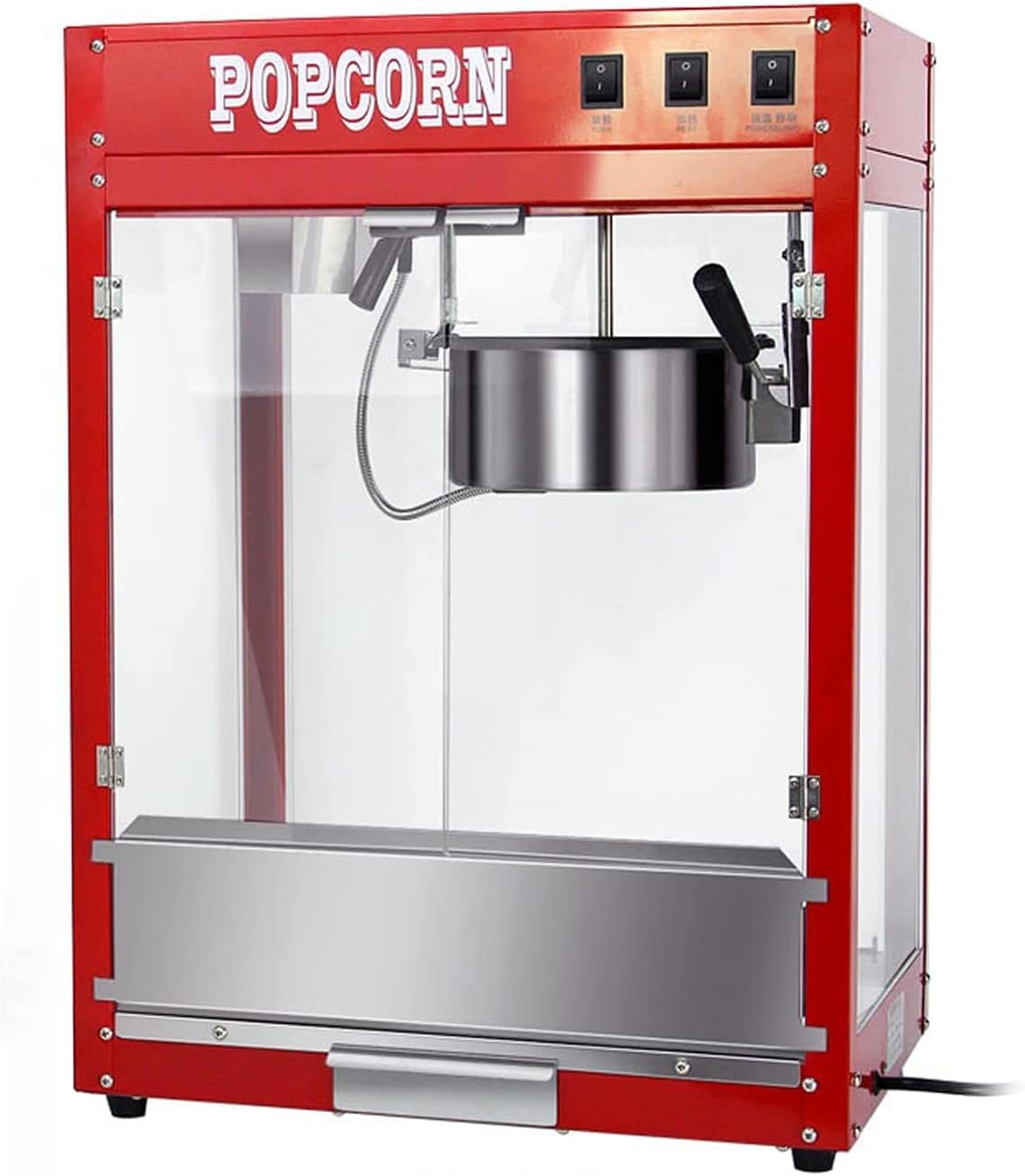 業務用ポップコーンメーカー 1600W熱風ポップコーンマシン 自動多機能ストールポップコーンマシン 大容量 無脂肪で健康的なスナック用 自宅 パーティー 映画館での使用に最適｜SUMIREGO店