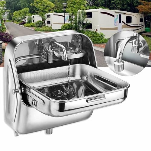 蛇口付き RV シンク, 折りたたみ式ステンレス製キッチンシンク, 柔軟な RV アクセサリー、トラ トレーラー、キャンピングカー、バー用の耐久性のあるバー｜SUMIREGO店
