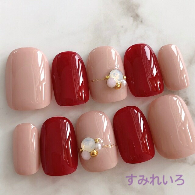 楽天市場 ネイルチップ デザイン つけ爪 かわいい シンプル ピンク レッド ショート ロング シンプル プレゼント 母 Nail 春 秋 短い爪 小さい爪 大きい爪 ベリーショート ちび爪 付け爪 ジェルネイル ボルドーレッド スモーキーピンク ゴールドラインストーン すみれ