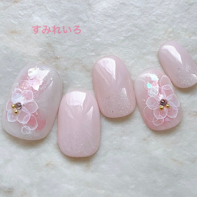 ネイルチップ つけ爪 ブライダルネイル ショート ロング デザイン 夏ネイル Nail 成人式 短い爪 小さい爪 大きい爪 ベリーショート ちび爪 大人 ネイル 付け爪 オーダーネイル お花ピンクニュアンスフラワー 68 Off