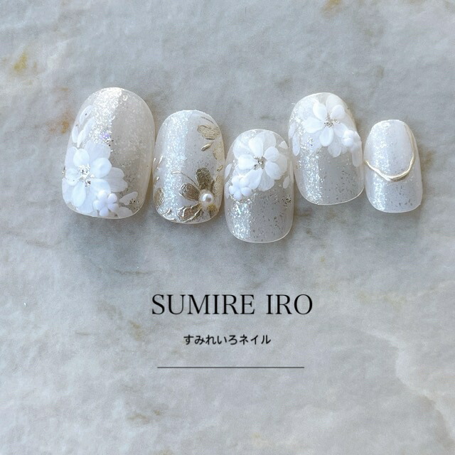 楽天市場】ネイルチップ つけ爪 ブライダルネイル ショート 成人式