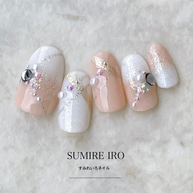 楽天市場】オーダーネイルチップ♪ブルーマーブルストーン♪アート