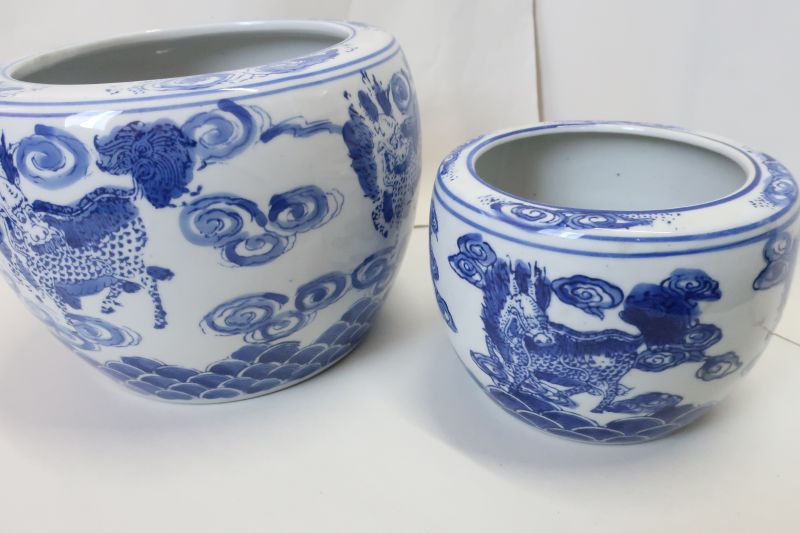 【2個セット販売】上質　手火鉢　麒麟(きりん)　大・小セット
