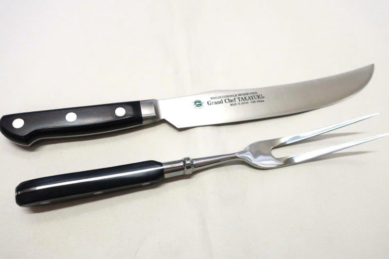 楽天市場】プロ用 カービングナイフ フォークセット 持ち手木製 茶