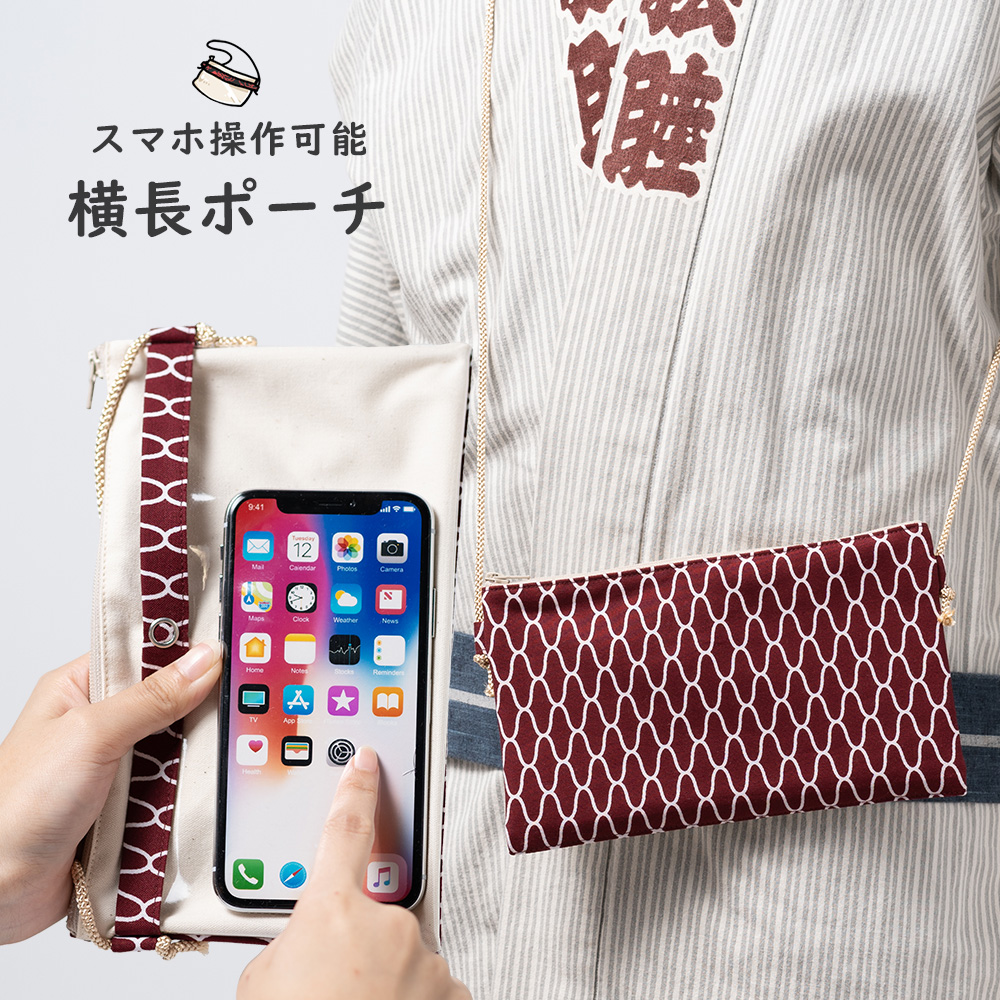 3Pinongスマホポーチ 赤 楽天市場】スマホ操作対応 お祭り専用ポーチ 柄 : 赤 【受注生産