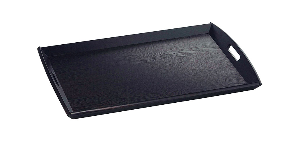 【送料無料】<br>膳 盆 新型脇取盆 黒 積重 小 約51ｘ32ｘH3.5cm