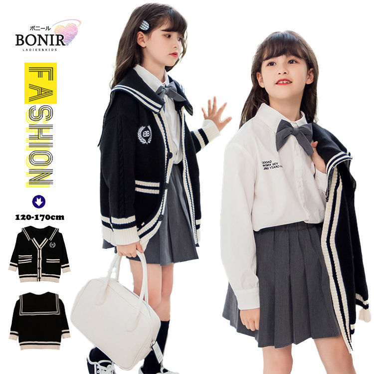 キッズ ちびっ子服 フォーマル書き割り ジレー お嬢さん 学院ユニフォーム 翰林院風 プルオーバー 厚地の外套 編み物 上衣 長袖 プルオーバー アウター スコート 歳月 厚地の外套 告げ知らせる会 はいり込む式 今めかしい 通学