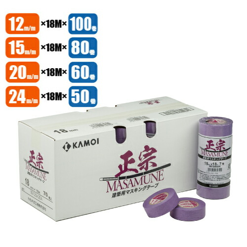 3箱の出品です！ KAMOI正宗 マスキングテープ 21mm 60巻　3箱 カモ井 カモイ 正宗 1箱売り 21mm×18M 60巻 建築用マスキング
