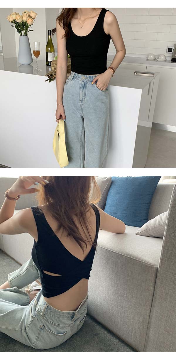 カップ付きタンクトップ ブラトップ インナー 盛り バッククロス カップ付き タンクトップ ノンワイヤー ブラ内蔵