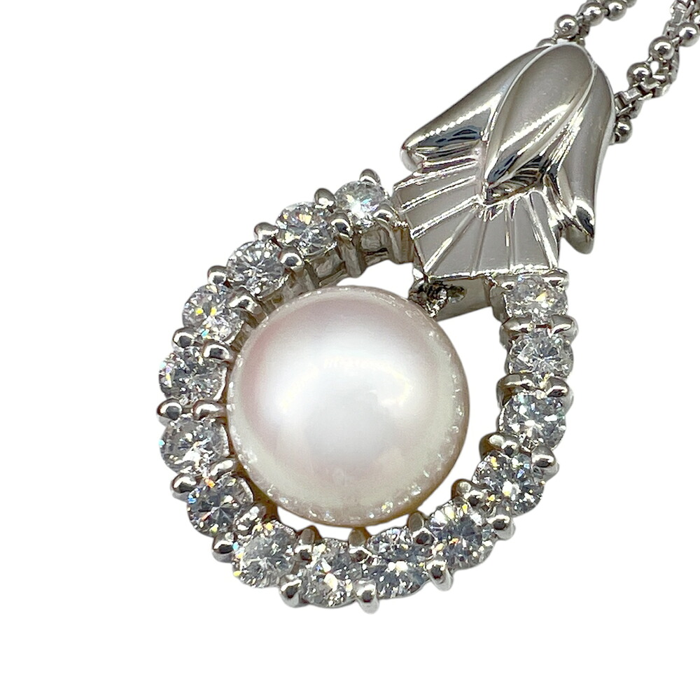 【中古】アコヤパール プラチナ ネックレス パール ダイヤ アクセサリー ペンダント PTネックレッス 女性用 レディース ユニセックス 真珠 本真珠 あこや真珠 あこや【ブランドギャラリー東心斎橋店】|BRANDGALLERY 店