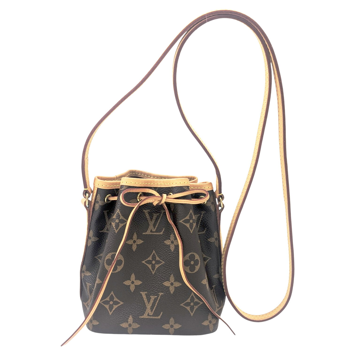 【中古】LOUIS VUITTON ルイ ヴィトン モノグラム ナノ ノエ ショルダーバッグ 斜め掛け ヌメ革 レザー ブラウン ゴールド金具 M41346 SR0211 レディース 【ブランドギャラリー東心斎橋店】