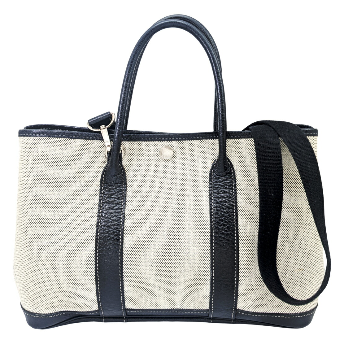 【中古】HERMES エルメス ガーデンパーティ TPM トワルトートバッグ ショルダーバッグ 黒 ブラック キャンバス □H刻印 2004年製造 2WAYバッグ シルバー金具 レディース メンズ ユニゼックス【ブランドギャラリー東心斎橋店】