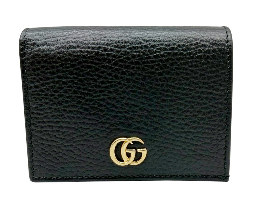 【新品負けず劣らず】GUCCI グッチ コンパクトウォレット ダブルG なめし革 黒いこと 2つ折紙入れ 456126 ミニ パウダーコンパクト 黒 レディース メンズ ユニ一発やる 着飾る 一般受け 箱付 【ブランド名美術館東心斎橋店】