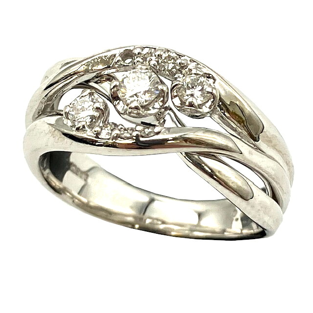 【中古】K18WG　リング　ダイヤ 0.2ct 0.06ct 指輪　アクセサリー　ジュエリー　ダイヤモンド 【ブランドギャラリー駒川店】