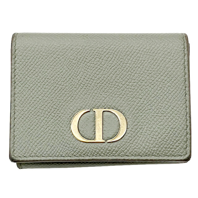 【中古】Christian Dior クリスチャンディオール 30モンテーニュ グレー系 三つ折り財布 CDロゴ 財布 レザー レディース 【ブランドギャラリー駒川店】