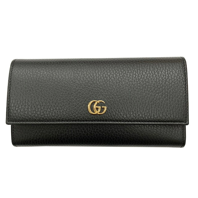 【未使用品】GUCCI グッチ GGマーモント コンチネンタルウォレット 456116 ブラック レザー 長財布 ダブルG ゴールド金具 【ブランドギャラリー駒川店】